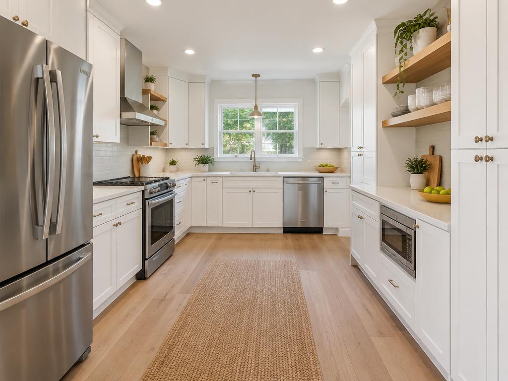 Dated oak kitchen to bright white remodel in Las Vegas, NV — after kitchen remodeling